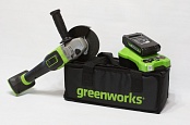 Угловая шлифовальная машина, аккумуляторная Greenworks GD24AGK2, 24V, бесщеточная c 1хАКБ 2 А.ч и ЗУ в сумке